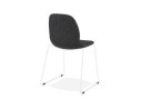 Chaise design DISTRIKT en tissu gris foncé avec pieds en métal blanc