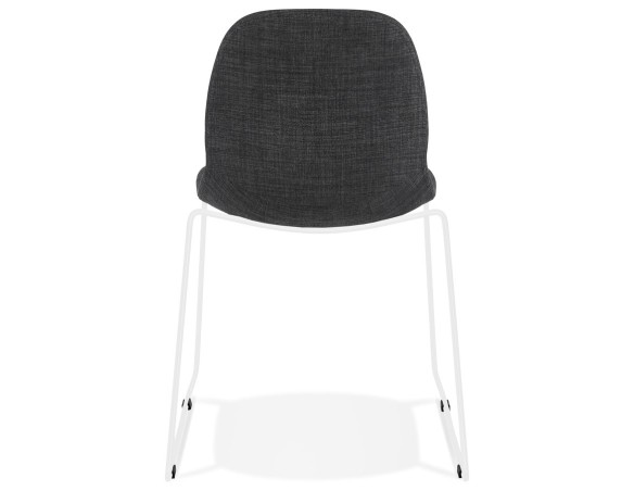 Chaise design DISTRIKT en tissu gris foncé avec pieds en métal blanc