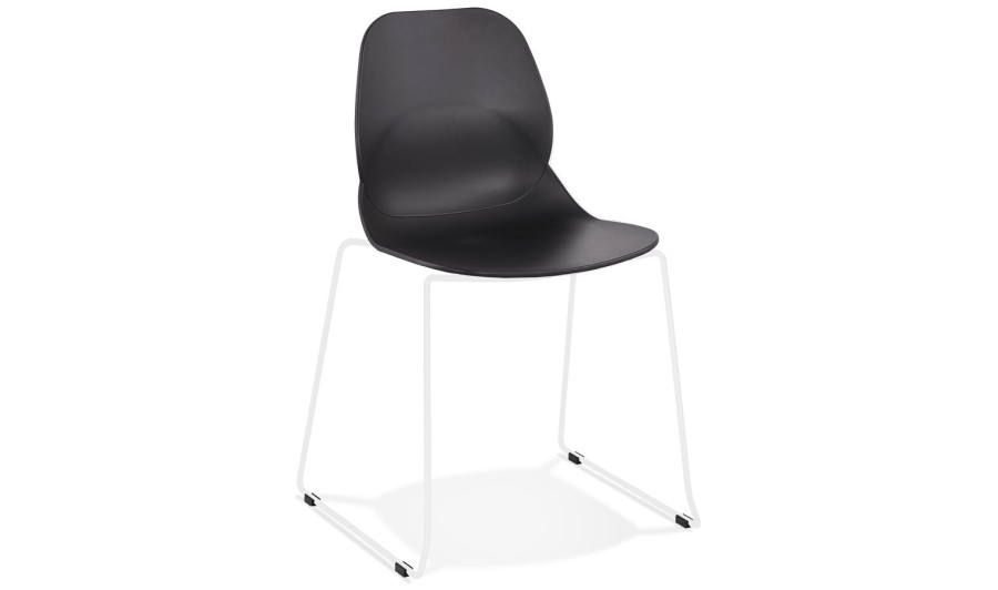 CH02490BLWH 5420072065281 Chaise design NUMERIK noire avec pieds en métal blanc CH02490BLWH 5420072065281 Chaise design NUMERIK noire avec pieds en métal blanc