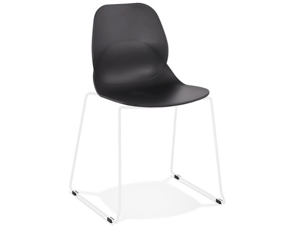 CH02490BLWH 5420072065281 Chaise design NUMERIK noire avec pieds en métal blanc