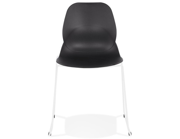 Chaise design NUMERIK noire avec pieds en métal blanc
