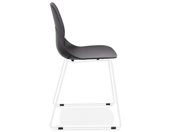 Chaise design NUMERIK noire avec pieds en métal blanc