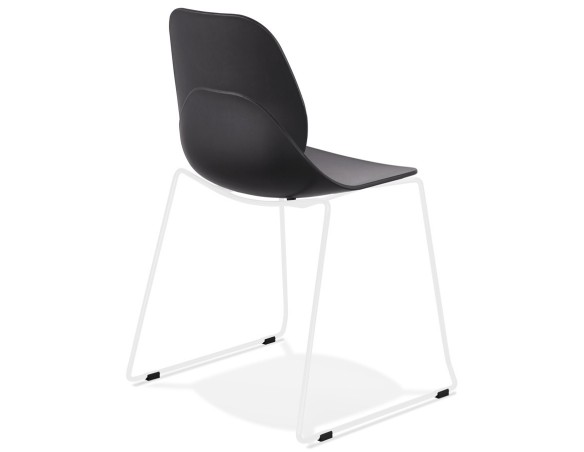Chaise design NUMERIK noire avec pieds en métal blanc
