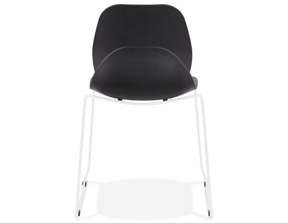 Chaise design NUMERIK noire avec pieds en métal blanc