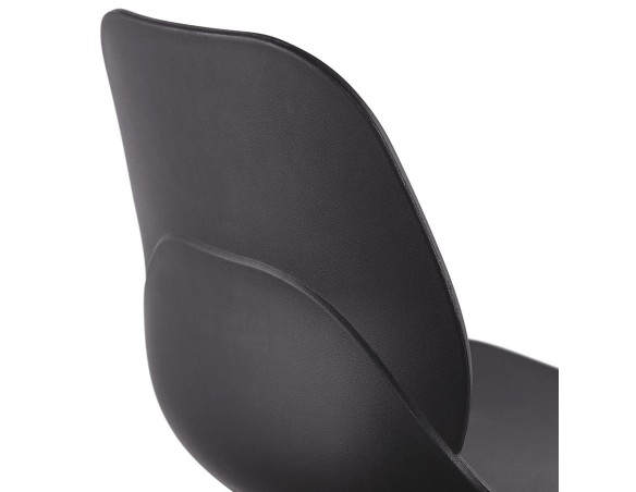 Chaise design NUMERIK noire avec pieds en métal blanc
