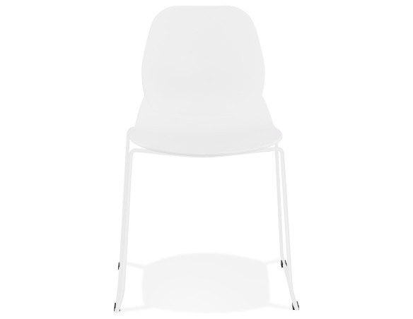 Chaise design NUMERIK blanche avec pieds en métal blanc