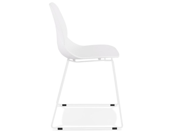 Chaise design NUMERIK blanche avec pieds en métal blanc
