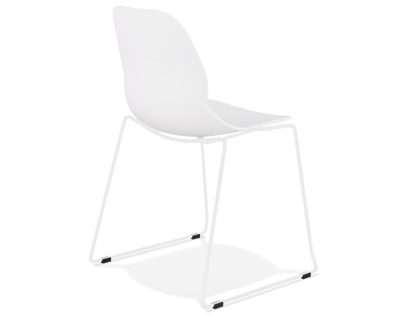Chaise design NUMERIK blanche avec pieds en métal blanc