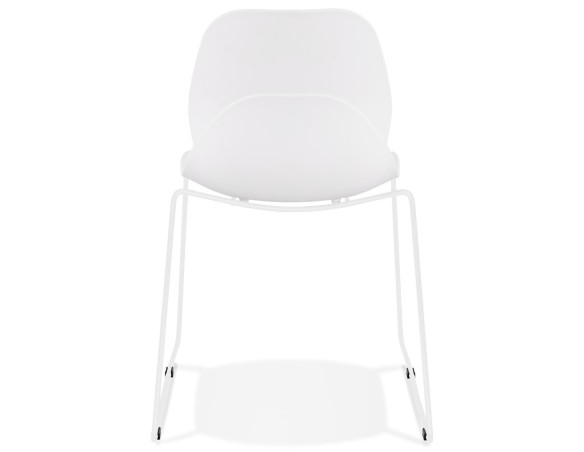 Chaise design NUMERIK blanche avec pieds en métal blanc