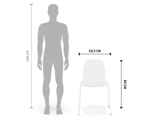 Chaise design NUMERIK blanche avec pieds en métal blanc