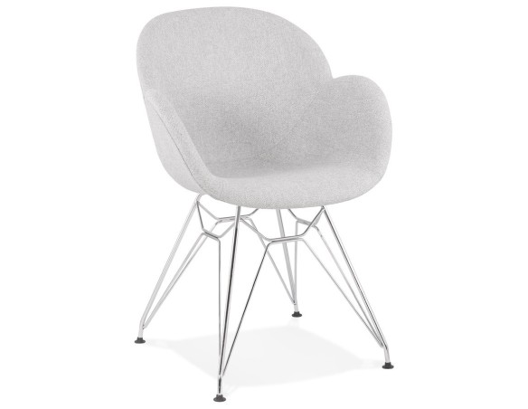 AC02500LG 5420072069760 Chaise moderne ORIGAMI en tissu gris clair avec pieds en métal chromé