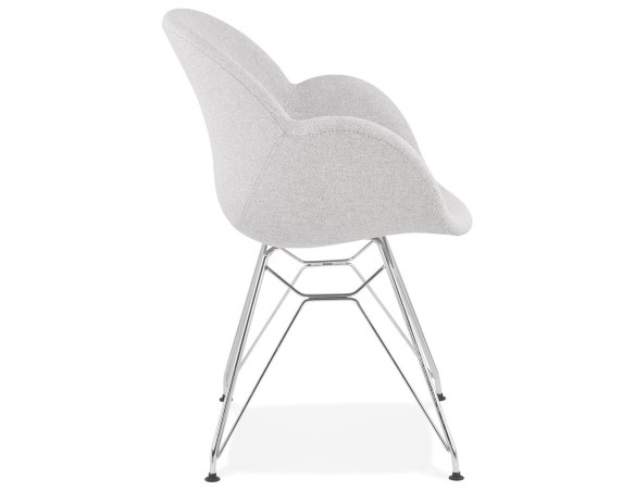 Chaise moderne ORIGAMI en tissu gris clair avec pieds en métal chromé