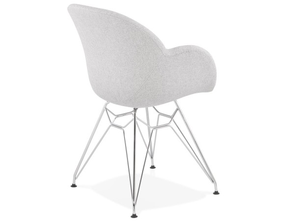Chaise moderne ORIGAMI en tissu gris clair avec pieds en métal chromé