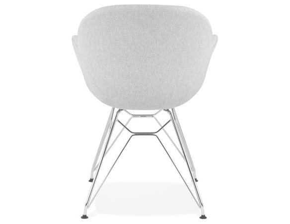 Chaise moderne ORIGAMI en tissu gris clair avec pieds en métal chromé