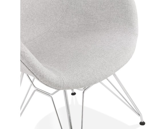 Chaise moderne ORIGAMI en tissu gris clair avec pieds en métal chromé