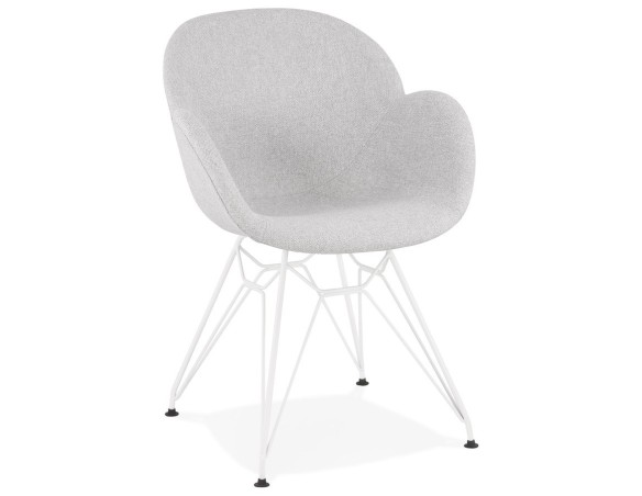AC02510LG 5420072069784 Chaise moderne ATOL en tissu gris clair avec pieds en métal blanc