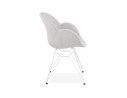 Chaise moderne ATOL en tissu gris clair avec pieds en métal blanc