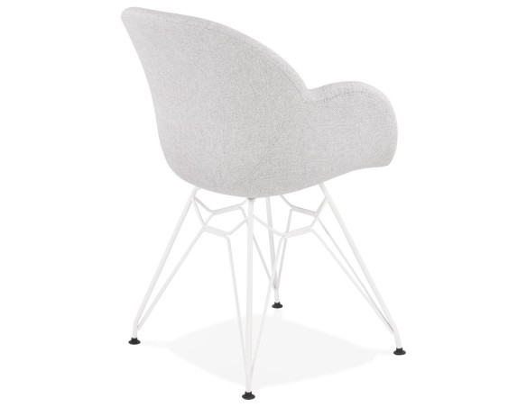 Chaise moderne ATOL en tissu gris clair avec pieds en métal blanc