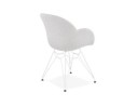 Chaise moderne ATOL en tissu gris clair avec pieds en métal blanc