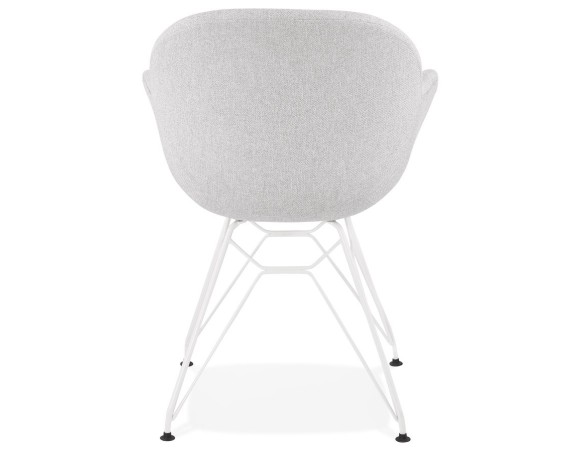 Chaise moderne ATOL en tissu gris clair avec pieds en métal blanc