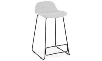 BS02750LGBL 5420072070148 Tabouret snack mi-hauteur MOSKOW MINI en tissu gris clair et pieds en métal noir