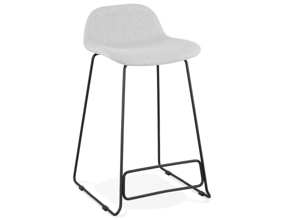 BS02750LGBL 5420072070148 Tabouret snack mi-hauteur MOSKOW MINI en tissu gris clair et pieds en métal noir