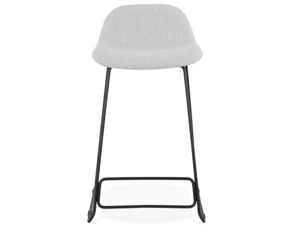 Tabouret snack mi-hauteur MOSKOW MINI en tissu gris clair et pieds en métal noir