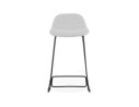 Tabouret snack mi-hauteur MOSKOW MINI en tissu gris clair et pieds en métal noir