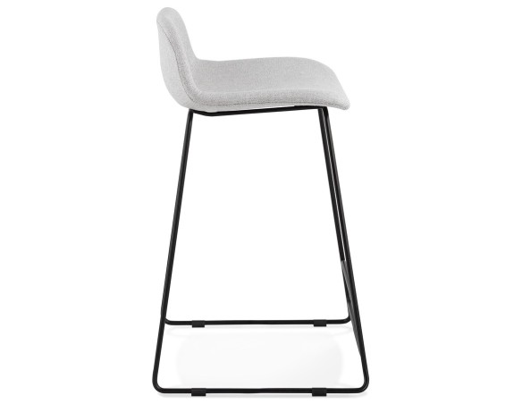 Tabouret snack mi-hauteur MOSKOW MINI en tissu gris clair et pieds en métal noir