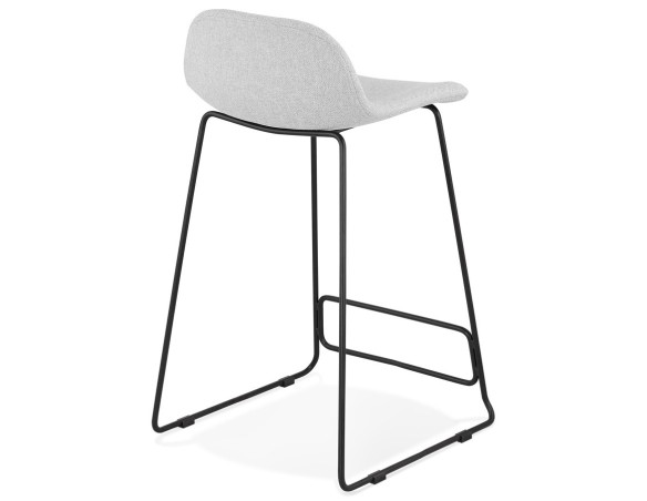 Tabouret snack mi-hauteur MOSKOW MINI en tissu gris clair et pieds en métal noir