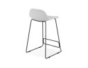 Tabouret snack mi-hauteur MOSKOW MINI en tissu gris clair et pieds en métal noir