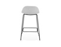 Tabouret snack mi-hauteur MOSKOW MINI en tissu gris clair et pieds en métal noir