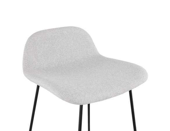 Tabouret snack mi-hauteur MOSKOW MINI en tissu gris clair et pieds en métal noir