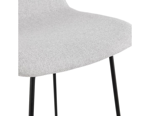 Tabouret snack mi-hauteur MOSKOW MINI en tissu gris clair et pieds en métal noir