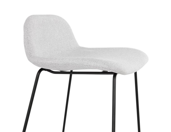 Tabouret snack mi-hauteur MOSKOW MINI en tissu gris clair et pieds en métal noir