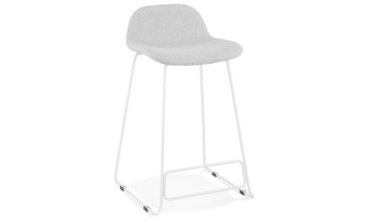 BS02770LGWH 5420072070186 Tabouret snack mi-hauteur MOSKOW MINI en tissu gris clair et pieds en métal blanc