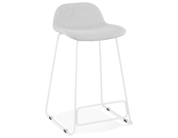 BS02770LGWH 5420072070186 Tabouret snack mi-hauteur MOSKOW MINI en tissu gris clair et pieds en métal blanc