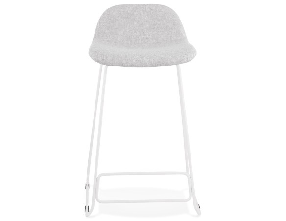 Tabouret snack mi-hauteur MOSKOW MINI en tissu gris clair et pieds en métal blanc