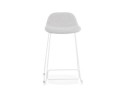Tabouret snack mi-hauteur MOSKOW MINI en tissu gris clair et pieds en métal blanc