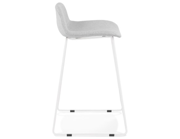 Tabouret snack mi-hauteur MOSKOW MINI en tissu gris clair et pieds en métal blanc
