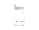 Tabouret snack mi-hauteur MOSKOW MINI en tissu gris clair et pieds en métal blanc