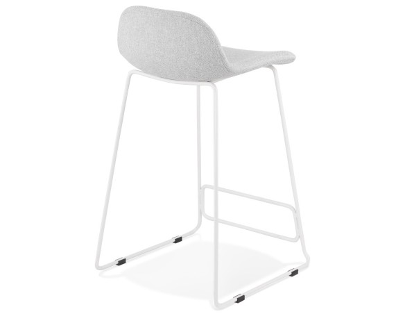 Tabouret snack mi-hauteur MOSKOW MINI en tissu gris clair et pieds en métal blanc