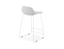 Tabouret snack mi-hauteur MOSKOW MINI en tissu gris clair et pieds en métal blanc