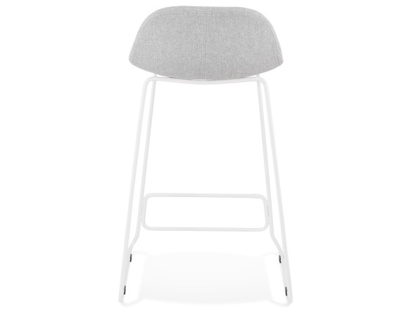 Tabouret snack mi-hauteur MOSKOW MINI en tissu gris clair et pieds en métal blanc