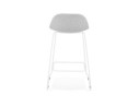 Tabouret snack mi-hauteur MOSKOW MINI en tissu gris clair et pieds en métal blanc