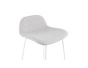 Tabouret snack mi-hauteur MOSKOW MINI en tissu gris clair et pieds en métal blanc
