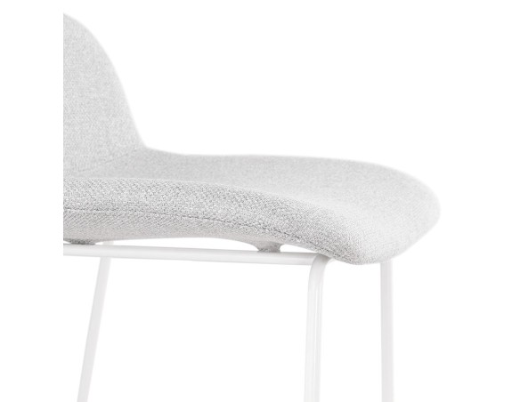 Tabouret snack mi-hauteur MOSKOW MINI en tissu gris clair et pieds en métal blanc
