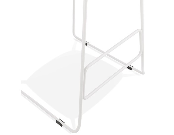 Tabouret snack mi-hauteur MOSKOW MINI en tissu gris clair et pieds en métal blanc