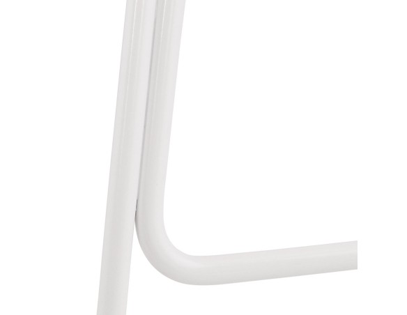 Tabouret snack mi-hauteur MOSKOW MINI en tissu gris clair et pieds en métal blanc