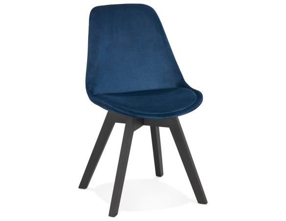 CH03050BUBL 5420072083544 Chaise en velours bleu JOE avec structure en bois noir